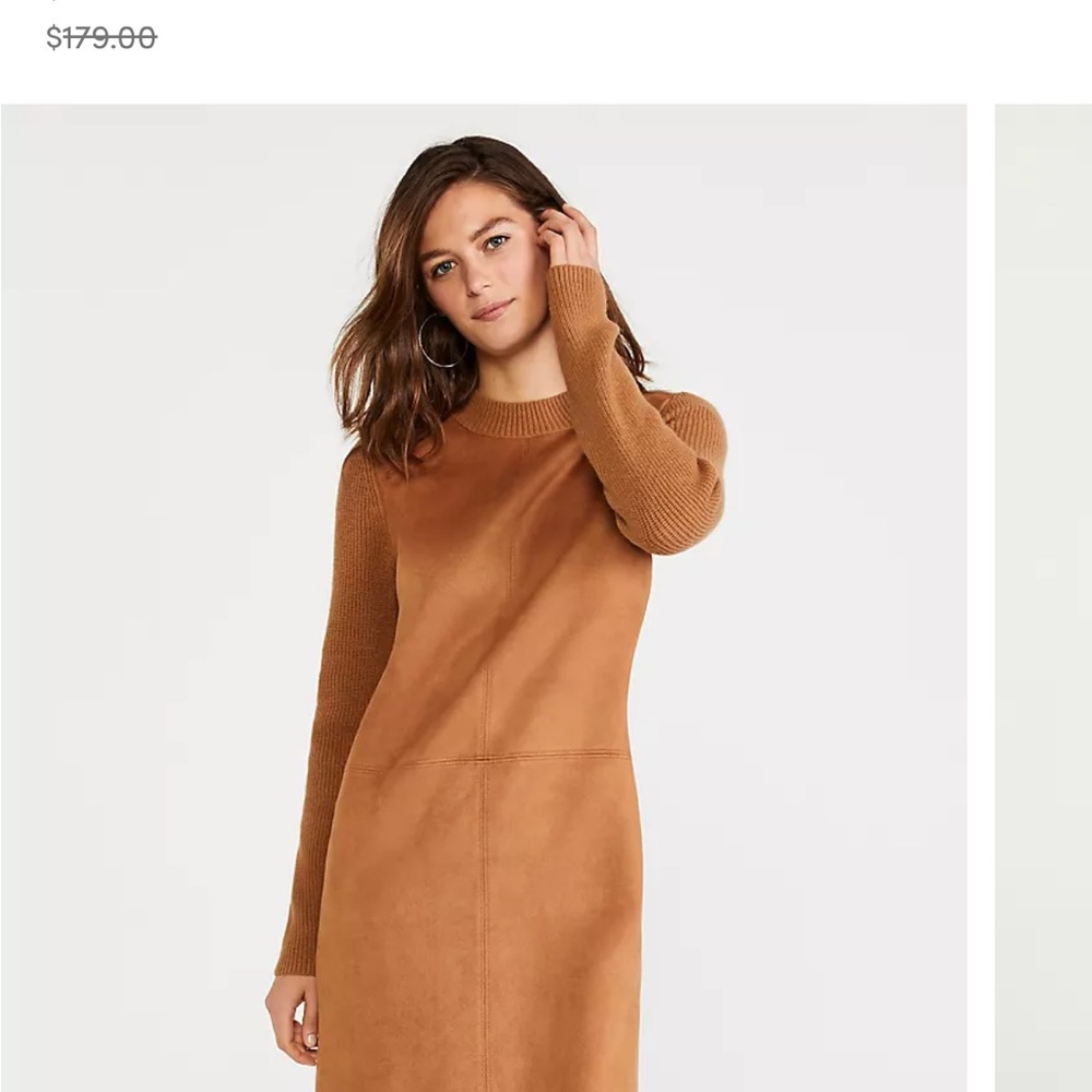 D-9 Ann Taylor Chestnut faux suede and knit dress size Petite X-Small
